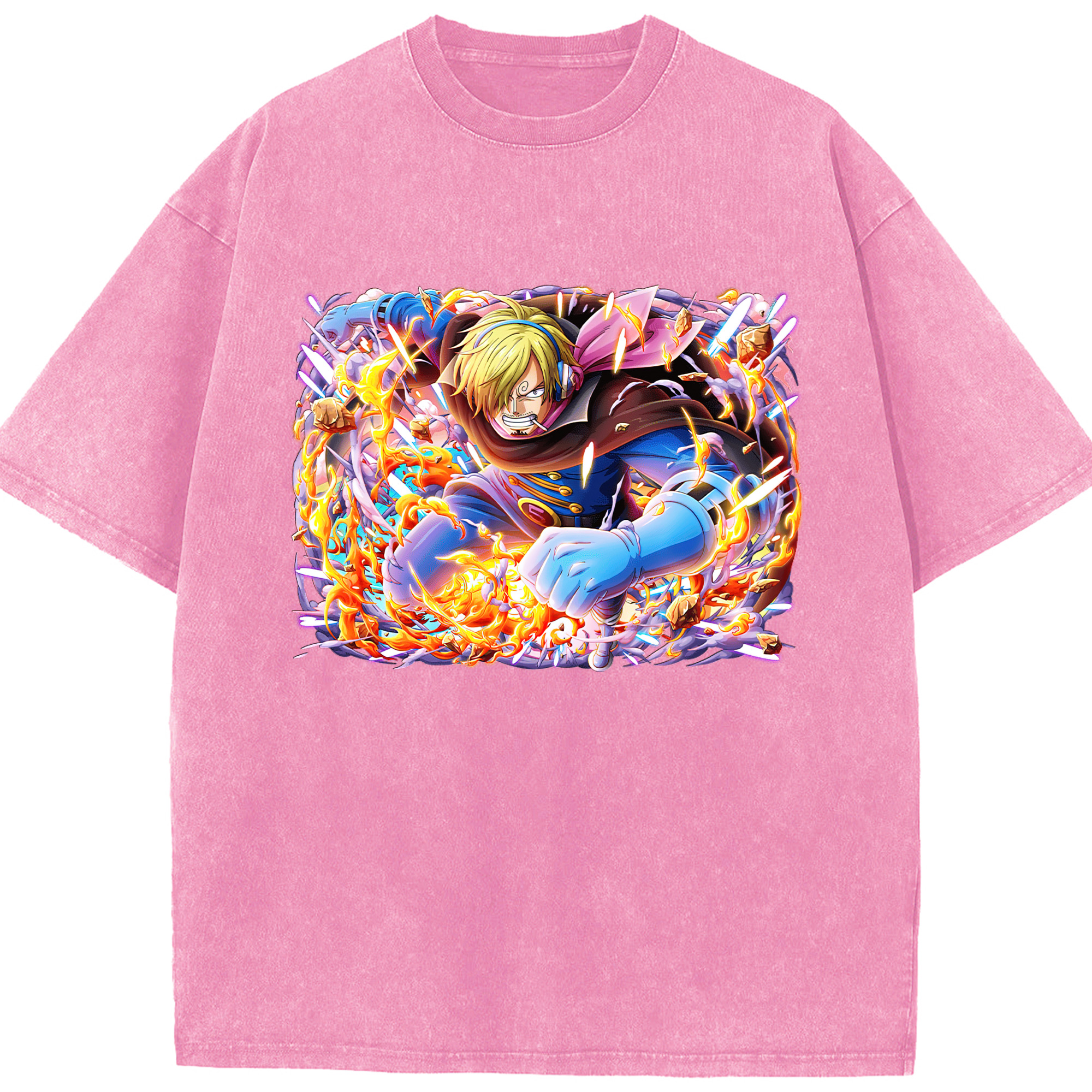 ワンピース サンジ ONE PIECE Sanji 綿100% ヴィンテージ風 半袖Tシャツ（フロントプリント）
